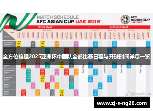 全方位梳理2025亚洲杯中国队全部比赛日程与开球时间详尽一览 全方位梳理2025亚洲杯中国队全部比赛日程与开球时间详尽一览